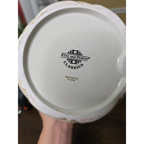 Fitz & Floyd Basket Weave Cookie Jar / Canister - Apple Plums Pear Grape 10 X 8 - Picture 13 of 16